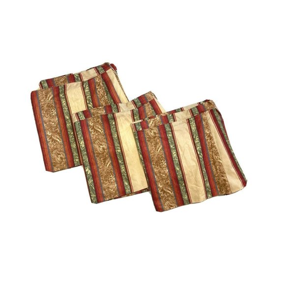 3 Custom Made Luxury Valances Window Treatments Curtains Red Green Yellow Stripe - Picture 2 of 11